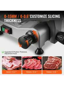 Meat Slicer, 340W Electric Deli Food Slicer With 10" SUS420 Stainless Steel Blade And Built-In Sharpening Stone, 0-0.6 Inch Adjustable Thickness For Commercial And Home Use, Cut Meat And Cheese - Silver - View 3