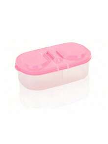 1pc Dual Compartment Covered Kitchen Food & Grain Airtight Sealed Jar, Multifunctional Fridge Plastic Storage Box, Christmas Gift - Multicolor - View 13