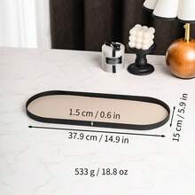 Luxury Metallic PU Leather Tray: Multi-Purpose Storage Organizer For Jewelry, Keys, Eyeglasses & Cosmetics | Ideal For Home, Cafe, Party Decor | Faux Leather, Beige/Brown, S/M/L Sizes - Metal Oval Leather Tray - View 16