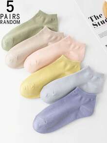 5/10/20 Đôi tất cổ ngắn nữ màu trơn, đơn giản, thời trang, đa năng, thoải mái và thoáng khí. - Nhiều màu - Xem 34
