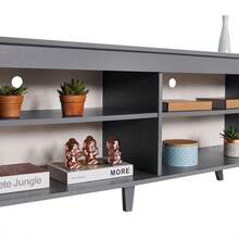 Mueble Mesa Para Tv Rack Madesa 4 Espacios Hasta 65 Gris 03 Sofá cama Vanity tocador Gaming chair Desk Bedroom furniture Book shelf Dining table Side table Mesa - Gris - Ver 5