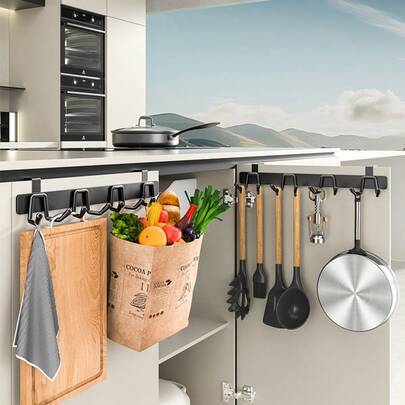 1个家用不锈钢浴室门后挂钩，双头卧室衣物、帽子、配饰挂钩，厨房橱柜挂钩，无孔储物挂钩