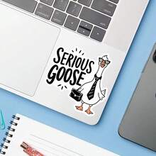 1张严肃鹅贴纸，趣味商务鹅笔记本电脑贴纸，讽刺语录乙烯基贴纸，办公室幽默礼物，防水即撕即贴水瓶贴纸 - S2011 - 查看 5