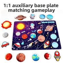 3D Multi-Color Wooden Solar System Puzzle Board, Astronomy & Galaxy Theme Montessori Cognitive Model Wooden Toy, Infant/Toddler/Kids Educational Learning Toy, Multi-Piece Set - Multicolor - View 11