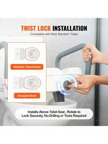Raised Toilet Seat 5 Height Raised 350 Lbs Weight Capacity For Round And Elongated Toilet Twist Lock Installation19.1 - 21.7 Adjustable Width For Elderly Handicap Patient Pregnant M - trắng - Xem 3