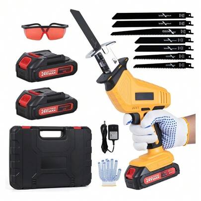 Motosierra Eléctrica Inalámbrica 4000mah 2baterías 24v Led