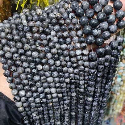 4/6/8mm Natural Black Shiny Stone Beads, DIY Jewelry Accessories For Bracelet Necklace, Bohemian Minimalist Style, Valentine's Day Gift