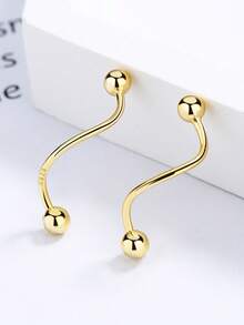 925 Sterling Silver Single Nose Ring, Spiral Rotating Nose Stud, Unique Curved Design, Ball Closure, Women's Spiral Nose Ring - Single Nose Ring - View 5