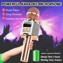 Este mini micrófono de karaoke recargable de 1200 mAh, un altavoz inalámbrico de mano, es el regalo perfecto de Navidad y cumpleaños para todas las edades. Sirve para cantar en el teléfono, en presentaciones en vivo, como altavoz inalámbrico e incluso para cantar en la televisión gracias a su función de cambio de voz, lo que lo hace ideal para el karaoke en casa. - Azul - Ver 8