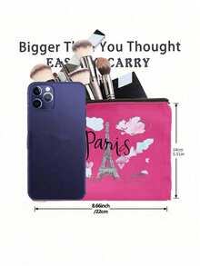 印有可爱巴黎埃菲尔铁塔图案的化妆收纳包，大容量女士旅行化妆包，可装洗漱用品，DIY收纳包，化妆品和洗漱用品收纳整理包，轻便可折叠收纳包，适合个人旅行化妆品收纳，旅行化妆包，生日礼物，旅行化妆工具礼物，生日礼物，旅行必备，宿舍必备，满足日常旅行需求。 - 彩色 - 查看 10