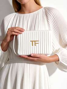 Tom Ford 白色化妆包。优雅长腕带化妆包。2026春夏新款时尚单品。旅行必备。精致条纹收纳包。可DIY定制。 - 白色 - 查看 8