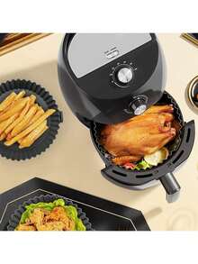 1pc Air Fryer Silicone Baking Mat, Round Baking Tray, Household Air Fryer Silicone Pad - Multicolor - View 6