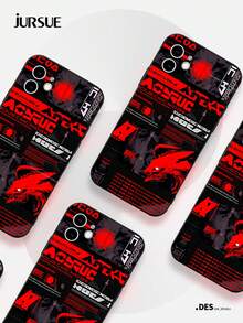 JURSUE 动漫时尚美学防震保护软手机壳，兼容 17/16/15/14/13/12/11 Pro Max/SE/2020/X/XR/XS/IP 8/7 Plus HFF3553 - 黑色 - 查看 6