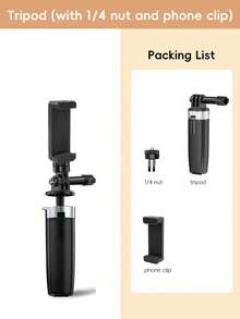 新款迷你铝合金自拍杆三脚架，桌面手机支架，带手柄，可手持或放置于地面。适用于网络摄像头、佳能G7X Mark III、ZV-1、RX100 VII、A6400、A6600等相机——可选配手机支架，适用于各种手机。便携式迷你Vlog支架，一键弹出，支腿可调节，配备橡胶脚垫，稳固耐用，户外运动支架，自拍神器，情人节情侣拍照神器 - 黑色 - 查看 13