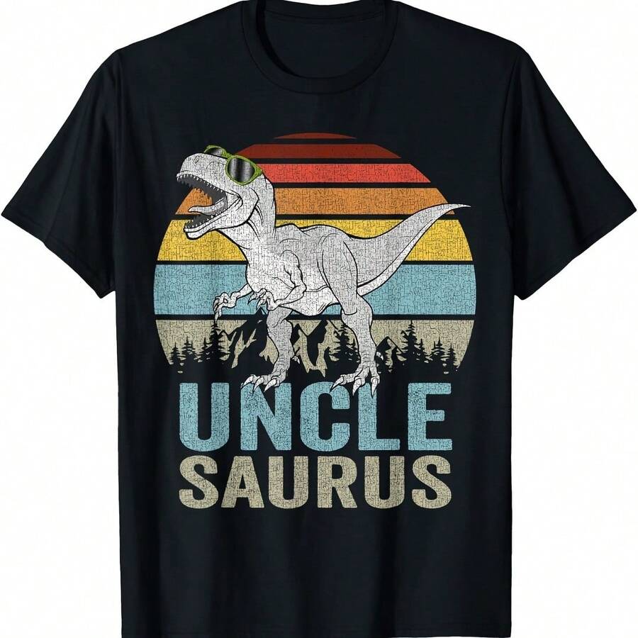 Unclesaurus T Rex Saurus Family Matching Dinosaur T-Shirt - 軍綠色 - 查看 1