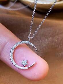 1pc Star & Moon Element Fashion Pendant Necklace, Classic Choker Necklace For Women - Necklace - View 5