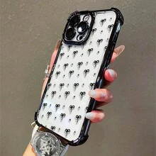 1 Stück, schwarzes Schmetterlingsknotenmuster, einfaches, stilvolles, quadratisches Handyhülle für iPhone 11/12/13/14/15/17/Air/Pro/Plus/Pro Max und Galaxy S22/S223/S84/S25/Ultra/FE/EDGE. Geeignet als Geschenk für Freunde oder Valentinstagsgeschenke. - Verschiedenfarbig - Übersicht 3