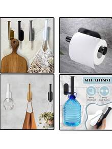 1/2pcs Self-Adhesive Curtain Rod Holders, No Drill Curtain Tie Backs, Paper Towel Holder, Roller Towel Rack, Curtain Pull Hooks, Curtain , Suitable For Home Use - Pole - View 2