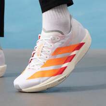 Adidas 男士 ADIZERO TAKUMI SEN11 玻璃纤维柱减震跑鞋 - 白色/橙色 - 查看 2