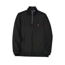 Polo Ralph Lauren Half-Zip Pure Cotton Terry Cloth Sweater With Stand Collar Design -Unisex Style - 黑色 - 查看 7