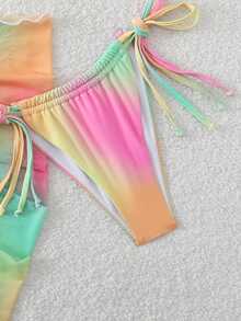Set bikini LUCKY HOLIDAY 2026, nou, la modă, cu imprimeu Tie-Dye colorat, din 3 piese, cu plasă, stil sexy și elegant, potrivit pentru Ziua Îndrăgostiților, petreceri de vară pe plajă și vacanțe pentru femei - Multicolor - Vizualizare 8