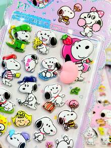 SNOOPY Regalos de arte de pegatinas hechas a mano, pegatinas de alivio del estrés con fondo suave y esponjoso para apretar y relajar, pegatinas de dibujos animados (algunos estilos pueden tener variaciones de color y se enviarán al azar) - Multicolor - Ver 2