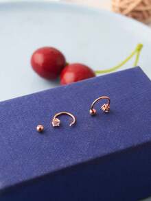 1pc S925 Sterling Silver Zirconia Stone Nose Ring, Minimalist Style, Women's Jewelry, Ideal Gift For Mother On Valentine's Day Or Mother's Day - Single Earring Accessories - View 5