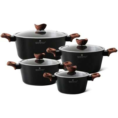 ZESTAW GARNKÓW z Powłoką MARMURKOWĄ Garnki Garnek z Pokrywą INDUKCJA GAZ 1.45L 2.6L 4.4L 6.3L, Wielofunkcyjność: Ideal für die Zubereitung von Kuchen, Induktion, Gas und Elektrik. Tłoczone Aluminium z odporną powłoką antihaftbeschichtet Wysoka trwałość: Odporność na wysokie temperatury i zarysowania Łatwe czyszczenie: Powłoka antihaftbeschichtet, że mycie to przyjemność