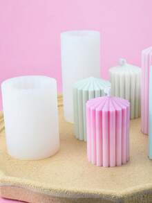 Silicone Mold For Candle Making, Cylinder Shaped Wax, Soy Wax, Plaster, Fondant, Resin Crafts - White - View 1