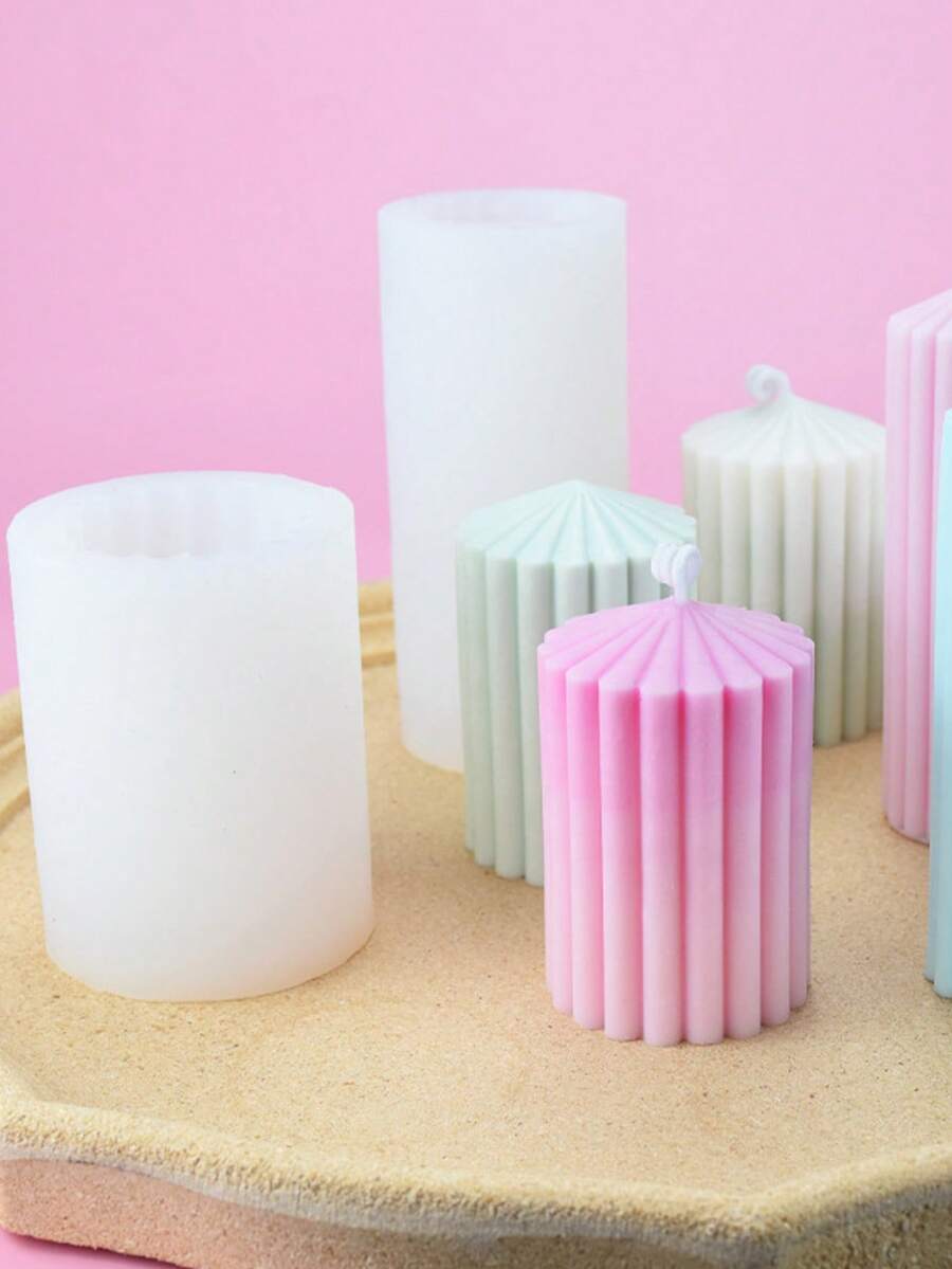 Silicone Mold For Candle Making, Cylinder Shaped Wax, Soy Wax, Plaster, Fondant, Resin Crafts - White - View 1