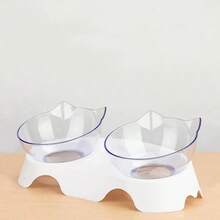 Protective Cat Neck Collar, Transparent Dual Pet Bowls For Cat Food And Water, Plastic Cat Bowls - 100ml - View 2