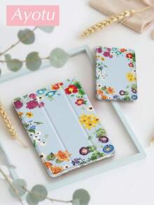 Ayotu 1pc Floral Print, Plants, Hibiscus Flower Tablet Case & Kindle E-Book Case Compatible With IPad 10th Generation, IPad 11/Air 4th/Air 7th/9.7 Inches, Compatible With Samsung Galaxy Tab A9 Plus, Kindle (11th Generation-2024 Release)(6 Inch), Kindle Paperwhite 12th Gen 2024, Great Holiday Gift, Stylish And Simple Pattern. - Multicolor - View 3