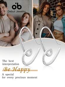 一对S925纯银心形耳环，低过敏性，经典设计，高品质珠宝礼品，适合日常佩戴和派对场合，情人节礼物，附赠礼盒 - 心形耳環 - 查看 6