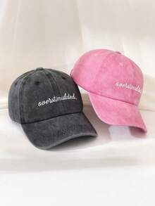 1 pièce Casquette de baseball unisexe vintage lavée avec lettre brodée, chapeau de soleil, chapeau hip hop, casquette de couple, casquette de meilleur ami, casquette de camionneur, convient pour le port quotidien, les sorties, les voyages, les vacances - Multicolore - Voir 10