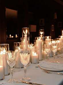 1pc Transparent Glass Candle Holder, Straight Glass Vase, Heat-Resistant, Suitable For Scented Candles, Hydroponics, Candlelight Dinner, Creating Indoor Atmosphere, Applicable For Wedding, Family Gathering, Party, Confession, Desktop Decor - A - View 3
