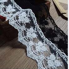 Vintage Crown Lace Satin Ribbon Applique, Elegant Embroidered Lace Trim For Easter Decor, Spring Sewing Crafts, Bridal Wedding Dresses, Curtain Tablecloth Home Decoration DIY - 網狀蕾絲 - 查看 10