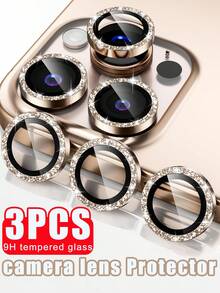 3pcs (Shining Desert Titanium Metal) Camera Lens Protector Compatible With IPhone 16 Pro/16 Pro Max, 17 Pro Max, 17, 17 Pro, 16, 16 Plus, 15 Pro Max, 15, 15 Pro, 15 Plus, 14 Pro Max, 14, 14 Pro, 14 Plus, 13 Pro Max, 13, 13 Pro, 12, 11. Features Include Shiny Aluminum Alloy Metal Ring, 9H Tempered Glass Cover, Camera Screen Protective Accessory, Suitable For Phone Cases, Great For Valentine's Day Gift. - Brown - View 13