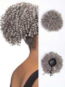 10英寸卷曲抽绳网状马尾假发 - 65克，轻盈，高密度，打造时尚造型 - 彩色 - 查看 2