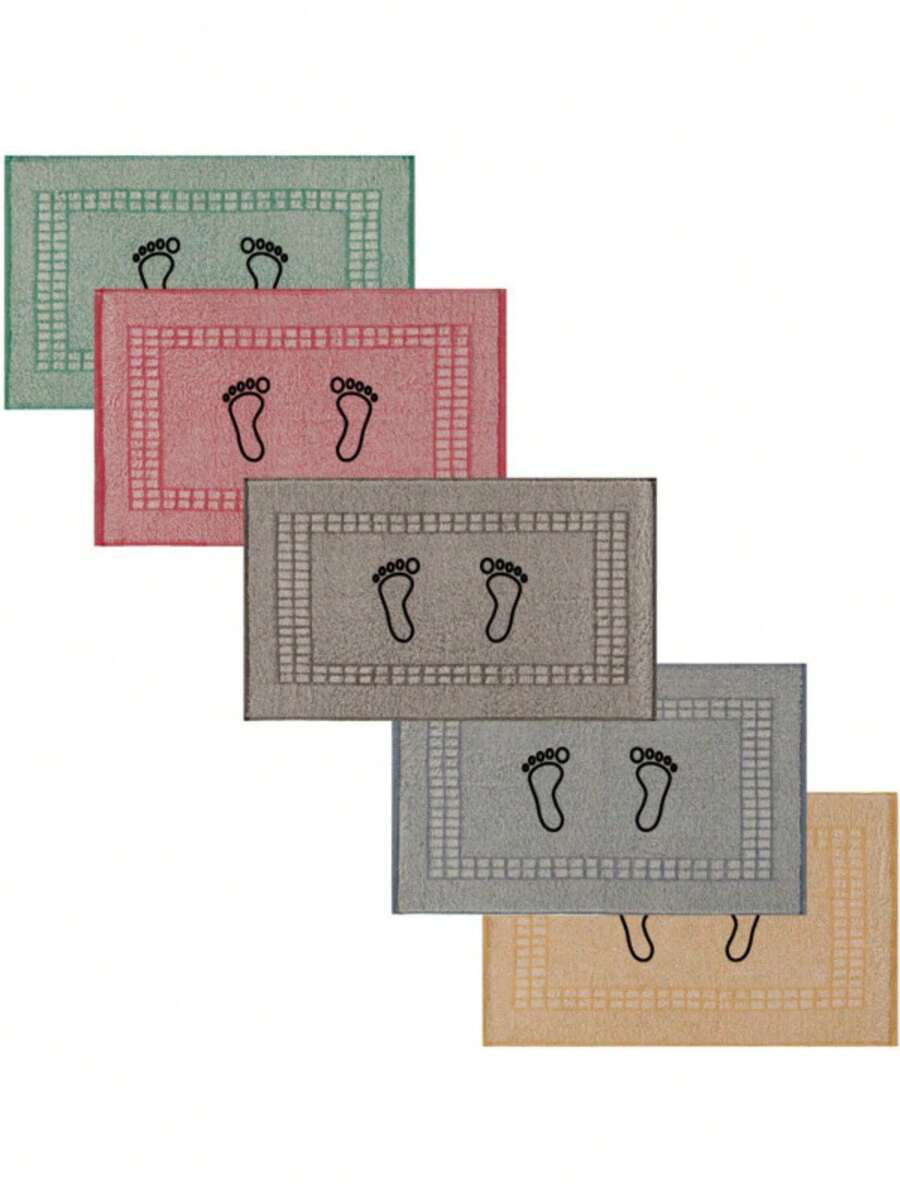 100% Cotton Floor Towel Set | Plush Footed Bathroom Mat 45x70cm | Bathroom Mat - Green - View 1