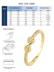 Women's Gold-Plated Zirconia Ring, Double Twist Infinity Symbol Design With Micro-Inlaid Zirconia Stones, Minimalist Elegant Style For Daily Commute/Versatile, Fashionable Birthday Gift For Trendsetters - Gold - View 4