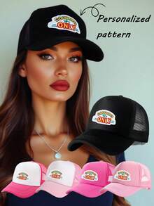 1PC Women's "GOODVIBES" Patch Mesh Hat, Casual Adjustable Snapback Trucker Cap,Y2K Aesthetic Mesh Trucker Hat,Breathable Sun Hat Daily Casual Headwear,Perfect For Casual Outings & Vacation - Multicolor - View 1