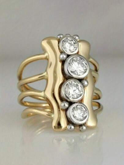 1 Pc Romantic Cubic Zirconia Ring For Women For Wedding Engagement Anniversary Party Jewelry Valentine's Day Gift