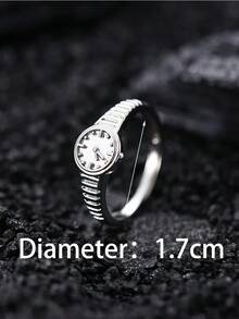 1pc Fashionable Unique Design Fake Watch Ring, Gift For Girls, Women's Decorative Watch Ring, Non-Functional Dainty  Watch Shape Finger Ring, Versatile For Daily Wear Party Date Vacation Casual Look, Chic Fashion Statement Ring For Teen Girls Young Women, Lightweight Decorative Ring, Ideal Birthday Holiday Graduation Gift For Friend Sister BFF, Stylish Non-Functional Watch Ring Fashion Jewelry Accessory - Bạc - Xem 6