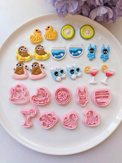 Summer Pool Party Polymer Clay Cutting Tool Set, DIY Tools For Handmade Earrings And Jewelry Pendant