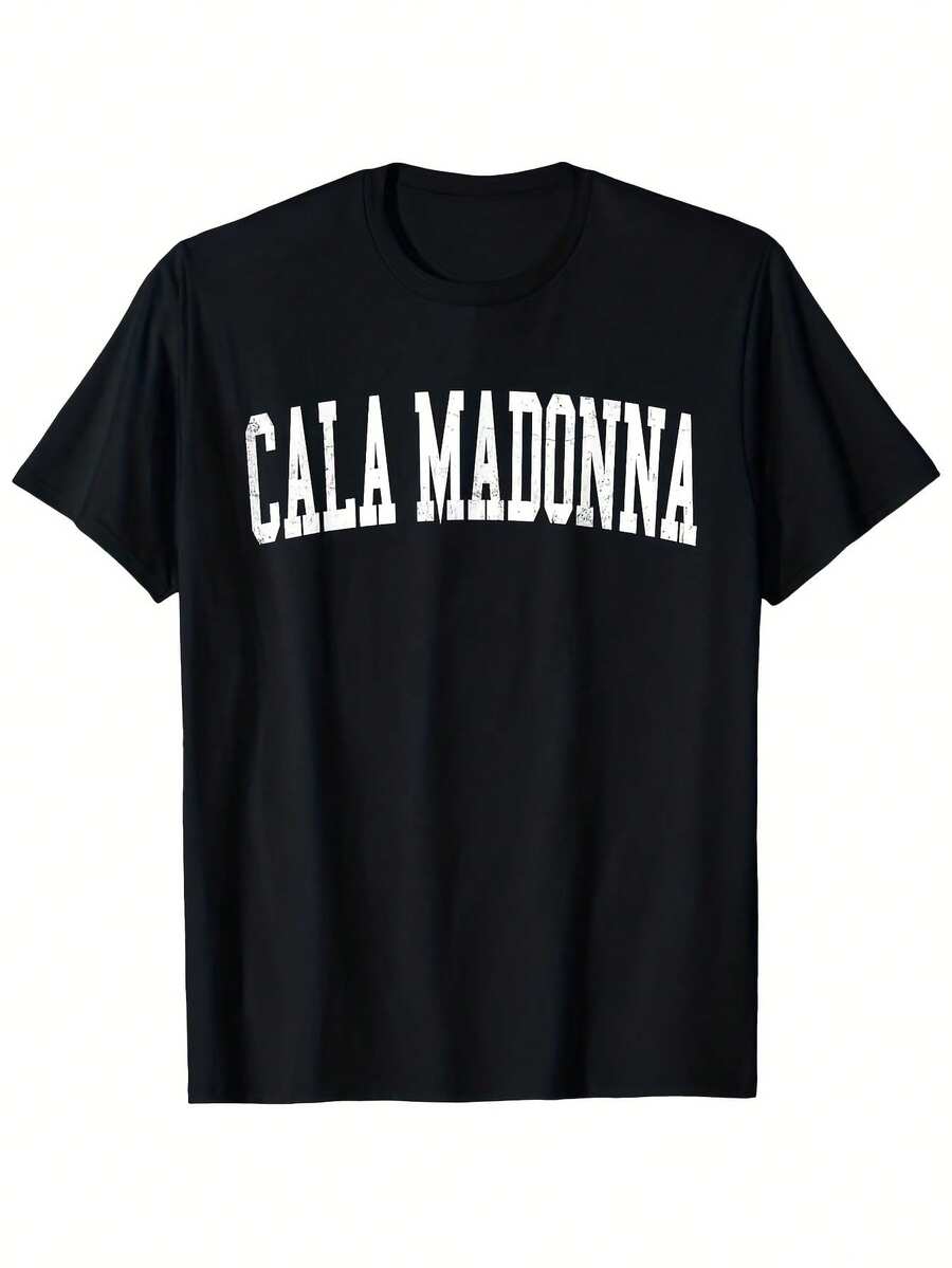 Men's Vintage Cala Distressed White Varsity T-Shirt - Black with Bold White Lettering, Regular Fit Short Sve, Heat Transfer Graphic Print, All-Season Casual & Basketball Tee, Every - Negro 9 - Ver 1