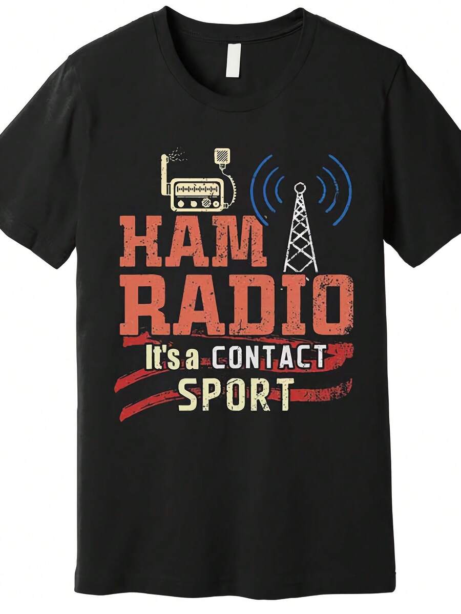 Men's Vintage Cotton T-Shirt - R Radio Operator Graphic Print, Street Hipster Loose Fit Crewneck, 100% Soft Breathable Fabric, Casual Tee for Easter, St. Patrick's Day & Outdoor Ev - Negro 13 - Ver 1