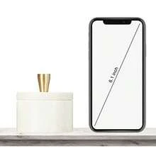 Queenza White Marble Salt Cellar With Lid And Brass Knob 3 Inch Salt Box - White - View 3