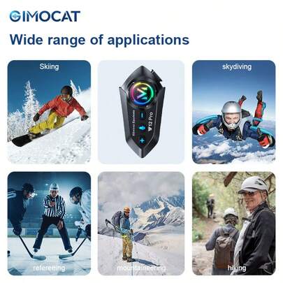 Fone de Ouvido Bluetooth para Motocicleta Y12pro, Bateria de 500mAh, Cancelamento de Ruído Inteligente, Design Leve, Adequado para Motociclistas