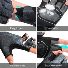 1 par de guantes de pesca sin dedos, de tela refrescante, de secado rápido, con puño corto cómodo y transpirable - Negro - Ver 3