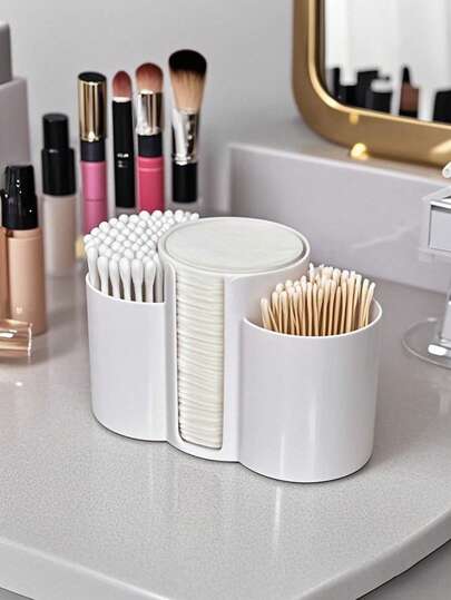 Bathroom Vanity Swab Organizer, 3-In-1,Bathroom Wipe And Makeup Pad Holder, Vanity Cotton Swab, Makeup Pad, And Dental Floss Holder.